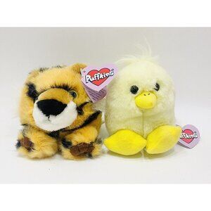 Puffkins Peeps & Tipper Baby Chick & Tiger Plush 1997 Swibco Chicken Vintage